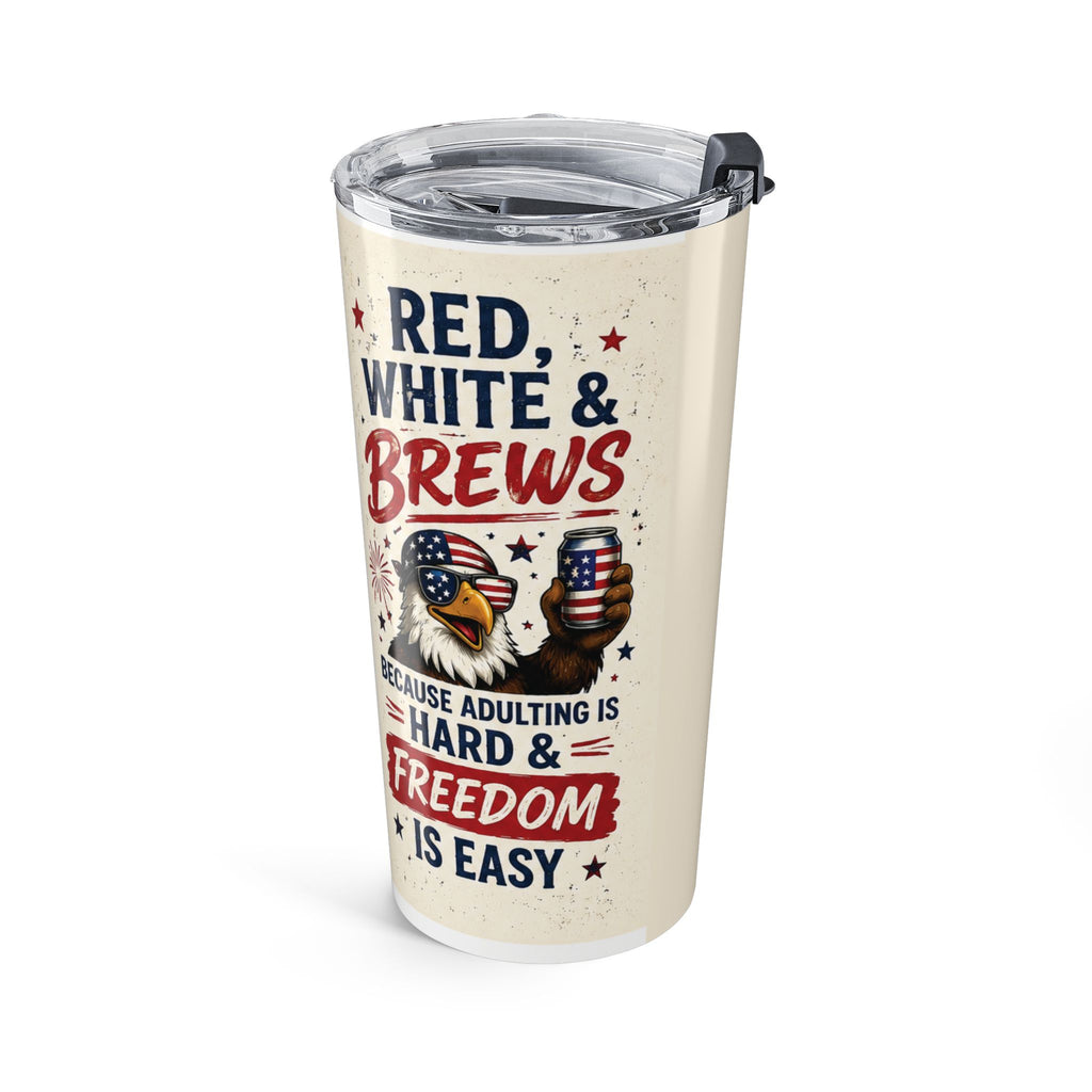 20oz Patriotic Tumbler – Red White & BBQ Fourth of July Travel Cup