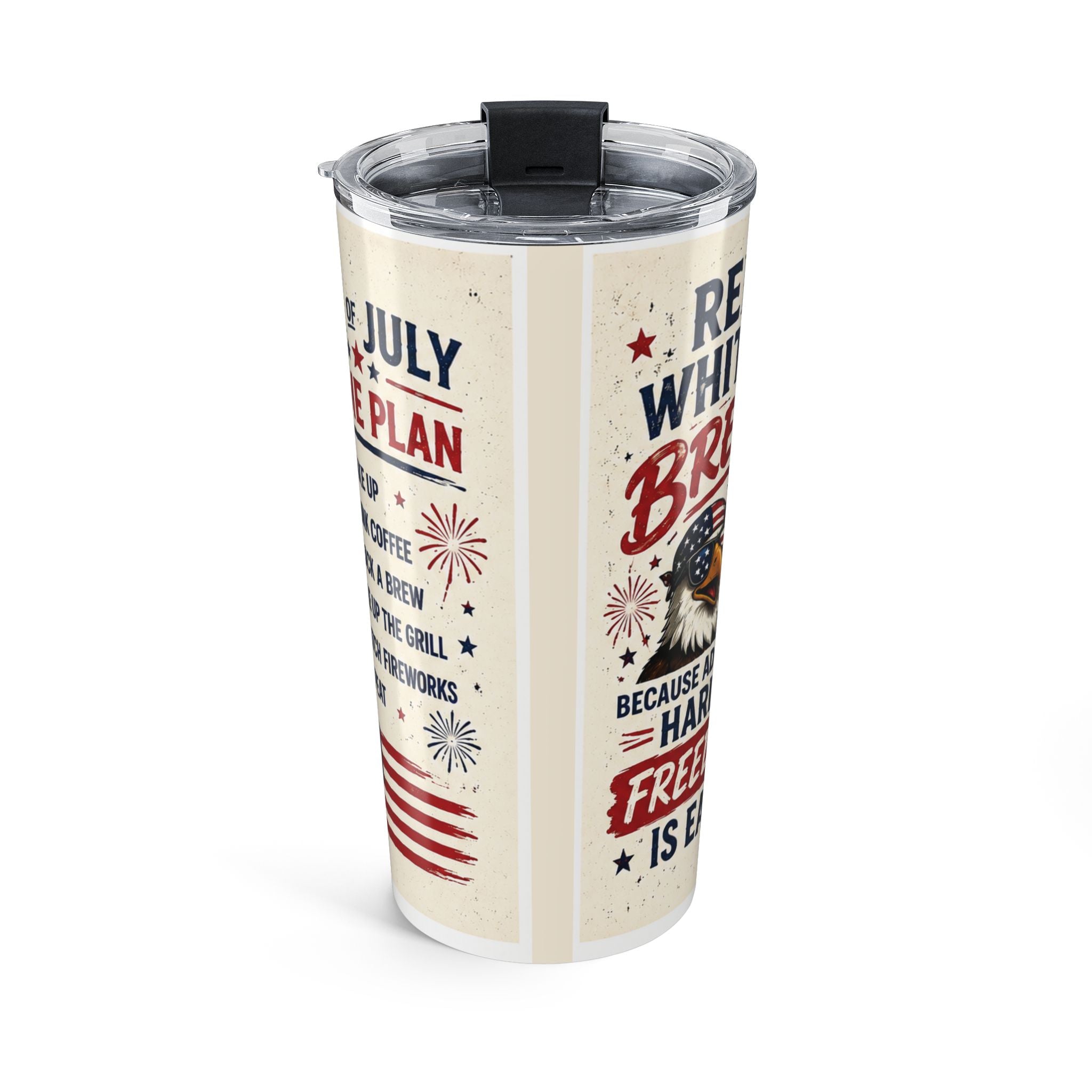 20oz Patriotic Tumbler – Red White & BBQ Fourth of July Travel Cup