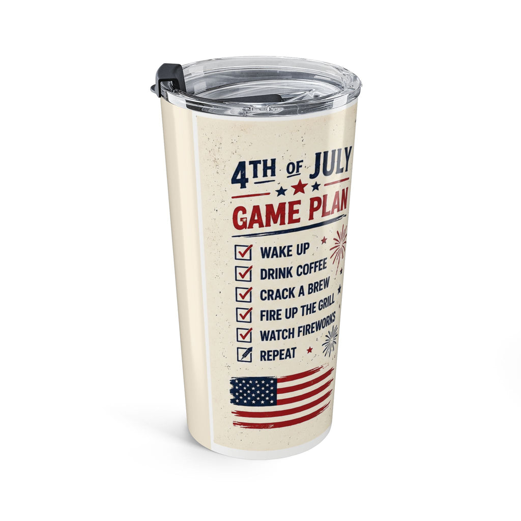 20oz Patriotic Tumbler – Red White & BBQ Fourth of July Travel Cup